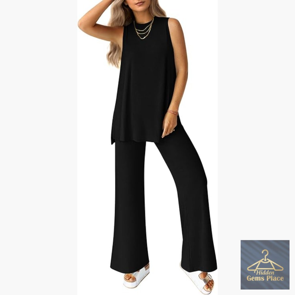Women's 2-Piece Lounge Set With Pockets, Soft Tracksuit For Travel & Casual Wear